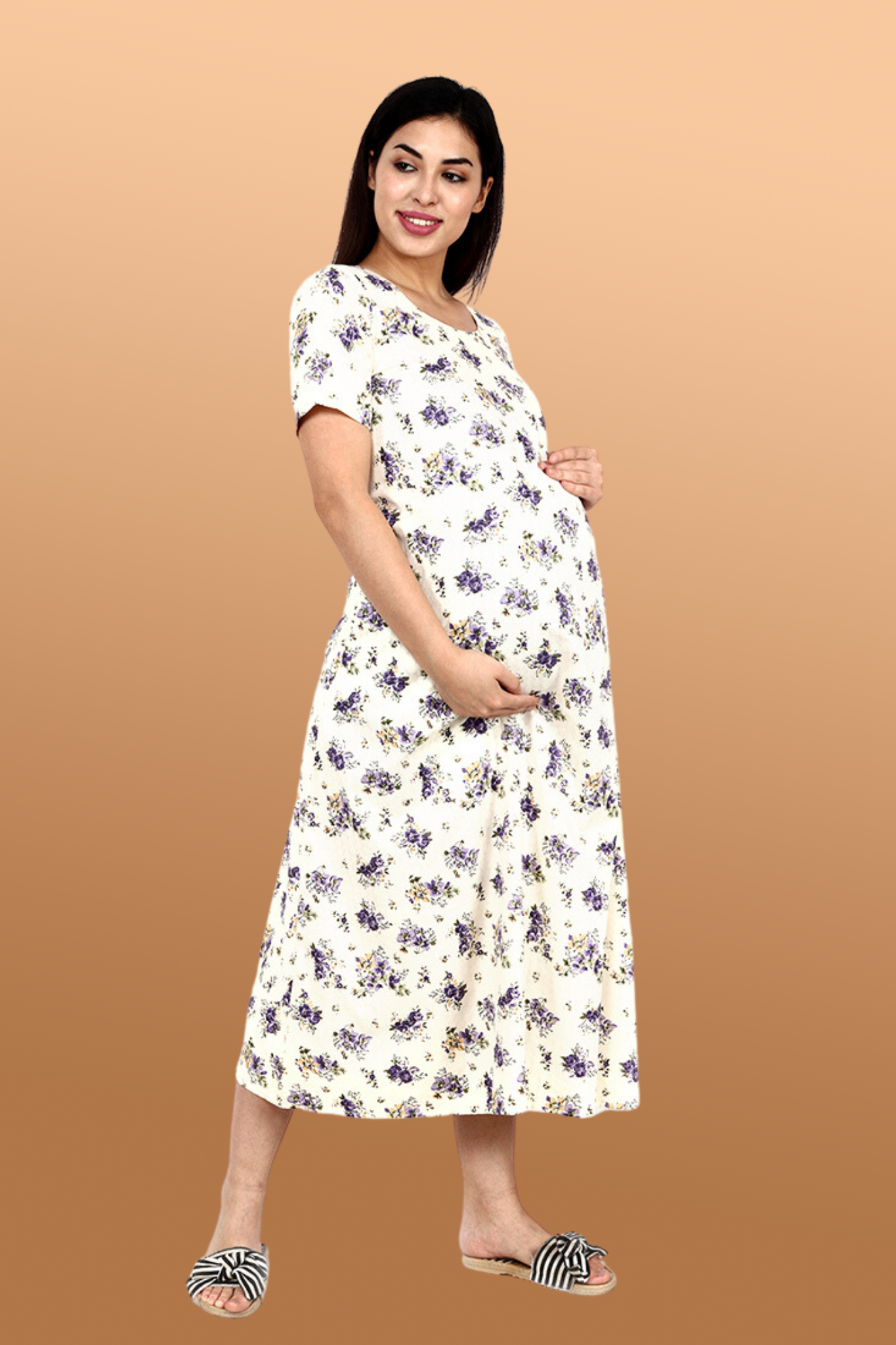 Maternity full Gown (Linda Blue)